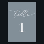 Dusty Blue Grey Minimalist Table Number<br><div class="desc">Beautiful,  elegant,  modern and minimalist,  table number card. Fully customisable. **PLEASE NOTE: To order,  simply adjust your table number and add each number separately to your cart. Then check out once you are finished.</div>