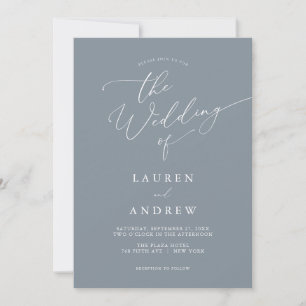 Dusty Blue Grey Minimalist Wedding 2 Invitation