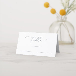 Dusty Blue Grey Minimalist Wedding Table Number Place Card