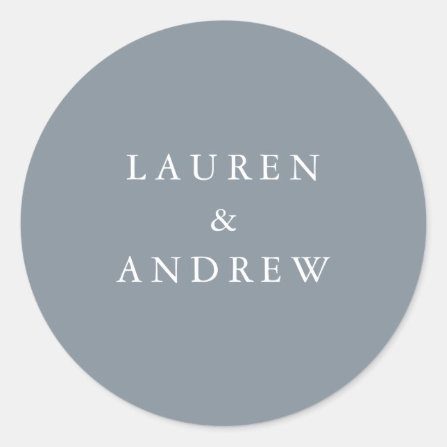 Dusty Blue Grey Modern Wedding Envelope Seals (Front)