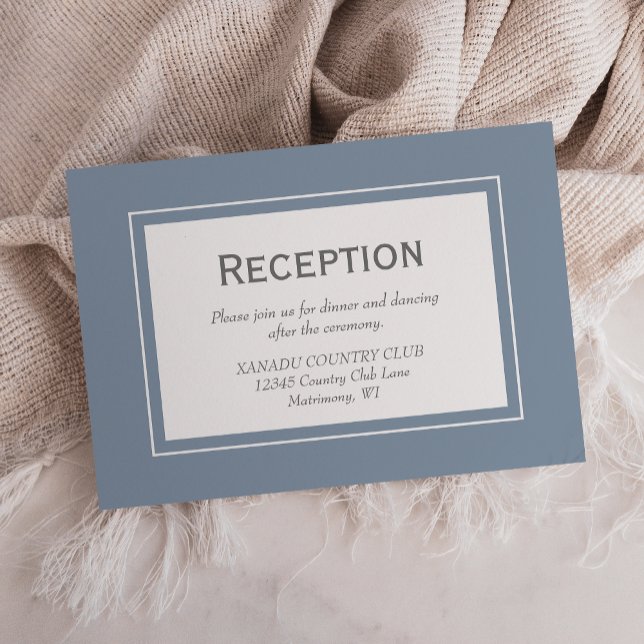 Dusty Blue Grey Modern Wedding Reception Enclosure Card (Creator Uploaded)