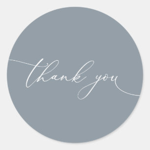 Dusty Blue Grey Modern Wedding Thank You Classic Round Sticker