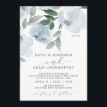 Dusty Blue Grey Watercolor Floral Wedding Invitation<br><div class="desc">Dusty Blue & Grey Watercolor Floral Wedding Invitations: This soft floral wedding invitation features the words an elegant, loose calligraphy script along with a beautiful painted watercolor floral bouquet in dusty blue and grey. The back has a watercolor look with a matching wreath surrounding the bride and groom's initials. These...</div>