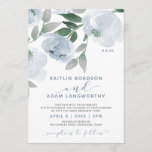 Dusty Blue Grey Watercolor Floral Wedding Invitation<br><div class="desc">Dusty Blue & Grey Watercolor Floral Wedding Invitations: This soft floral wedding invitation features the words an elegant, loose calligraphy script along with a beautiful painted watercolor floral bouquet in dusty blue and grey. The back has a watercolor look with a matching wreath surrounding the bride and groom's initials. These...</div>