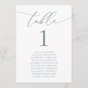 Dusty Blue Grey Wedding Seating Table Number
