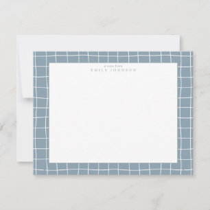 Dusty Blue Grid Frame Note Card