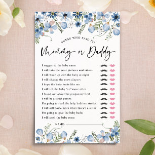 Dusty Blue Guess Who Mum or Dad Baby Shower Games