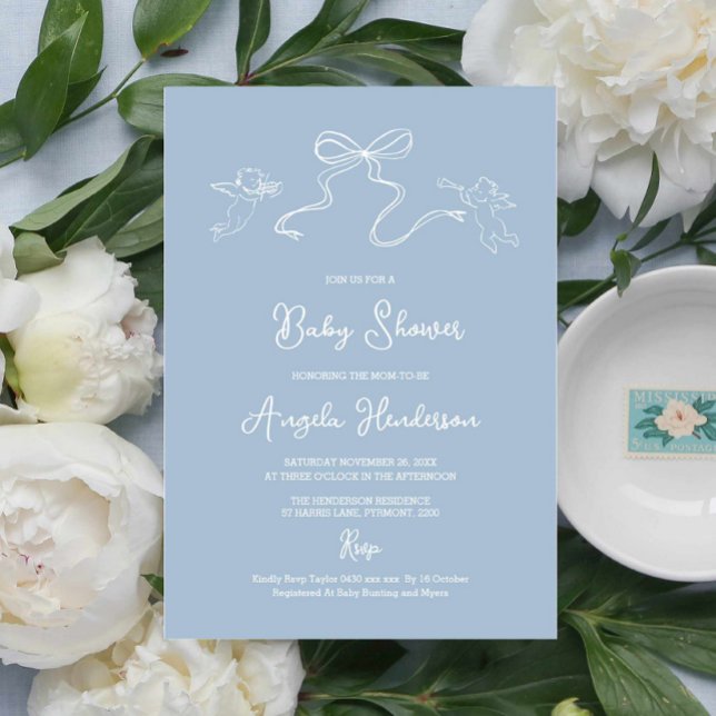 Dusty Blue Hand drawn Baby Shower Invitation (Creator Uploaded)