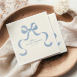 Dusty Blue Hand Drawn Bow Bridal Shower Napkin<br><div class="desc">Celebrate in style with these vintage inspired bridal shower napkins featuring a dusty blue hand drawn oval frame with a bow.</div>