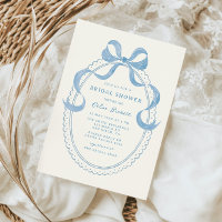 Dusty Blue Hand Drawn Bow Frame Bridal Shower