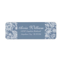 Dusty Blue Hand Drawn Chinoiserie Floral  