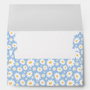 Dusty Blue Hand Drawn Daisy Pattern Envelope