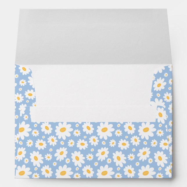 Dusty Blue Hand Drawn Daisy Pattern Envelope (Back (Bottom))
