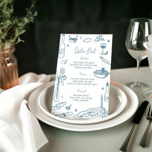 Dusty Blue Hand Drawn Whimsical Wedding Menu