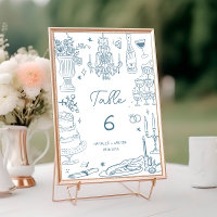 Dusty Blue Hand Drawn Whimsical Wedding