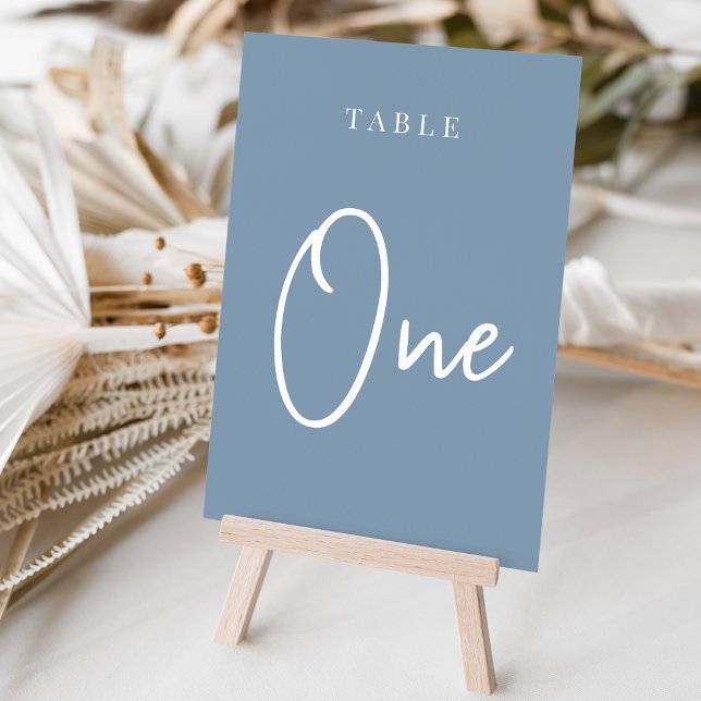 Dusty Blue Hand Scripted Table ONE Table Number (Creator Uploaded)