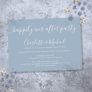 Dusty Blue Happily Ever After Party Wedding Invitation