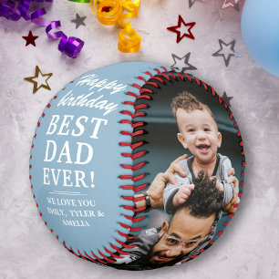 Dusty Blue Happy Birthday Best Dad Photo Collage Baseball