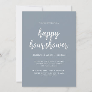 Dusty Blue Happy Hour Couple Bridal Shower Invitation