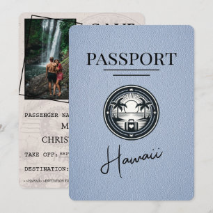 Dusty Blue Hawaii Passport Save The Date