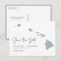 Dusty Blue Hawaii State Map QR Code Save the Date