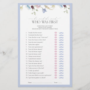 Dusty Blue He Said She Said Wildflower Shower Game