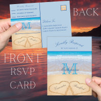 Dusty Blue hearts in the sand Beach Wedding