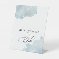 Dusty Blue Help Yourself to Drinks Pedestal Sign