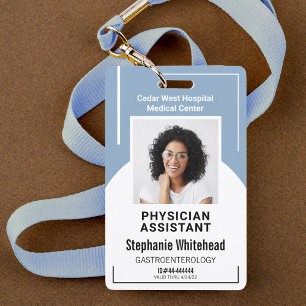 Dusty Blue Hospital Medical Employee Photo ID ID Badge