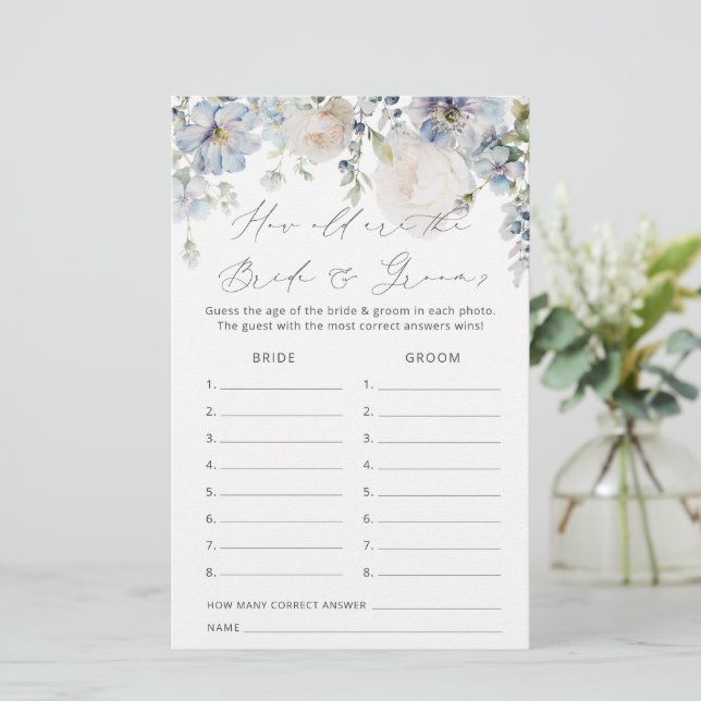 Dusty Blue How Old are the Bridal Shower Game (Standing Front)