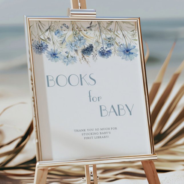 DUSTY Blue Hydrangea Baby Shower Books For Baby Poster (Creator Uploaded)