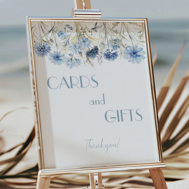 DUSTY Blue Hydrangea Baby Shower Cards and Gifts Poster (Creator Uploaded)