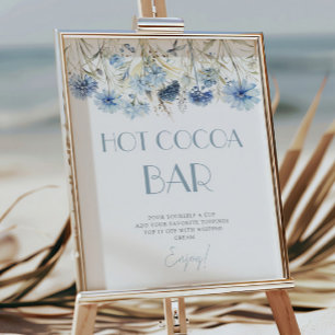 DUSTY Blue Hydrangea Baby Shower Hot Cocoa Bar Poster