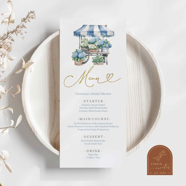 Dusty Blue Hydrangea Baby Shower Menu (Creator Uploaded)