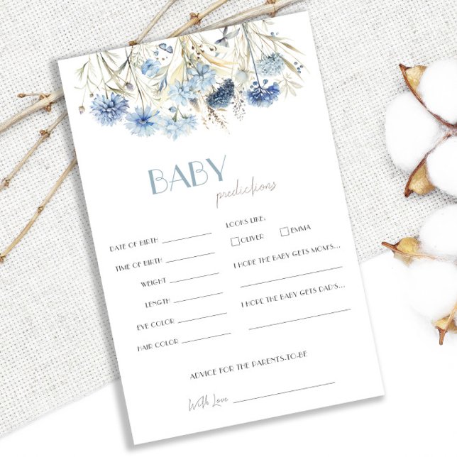 DUSTY Blue Hydrangea Baby Shower Predictions Game (Creator Uploaded)