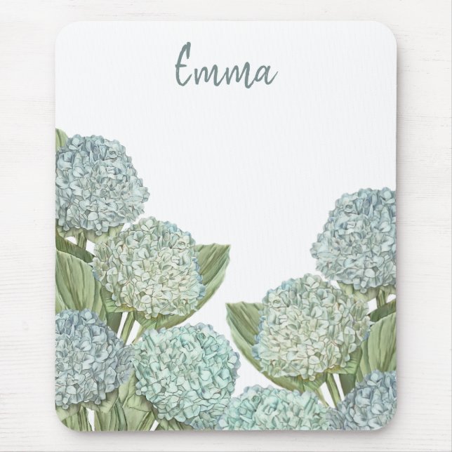 Dusty Blue Hydrangea Bouquet Mouse Mat (Front)