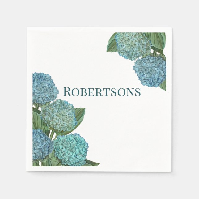 Dusty Blue Hydrangea Bouquet Napkin (Front)