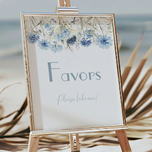 DUSTY Blue Hydrangea Elegant Baby Shower Favours Poster