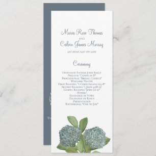 Dusty Blue Hydrangea Elegant Floral Ceremony Programme