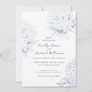 Dusty Blue Hydrangea Floral Wedding Invitation