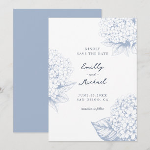 Dusty Blue Hydrangea Floral Wedding Save The Date