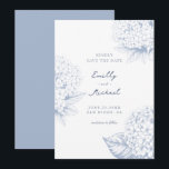 Dusty Blue Hydrangea Floral Wedding Save The Date<br><div class="desc">Dusty Blue Hydrangea Floral Wedding Save the Date 
Elegant wedding Save the Date  in dusty blue and white with beautiful hydrangea flowers. This wedding Save the Date  is classic and delicate,  with a minimalist and modern design.</div>