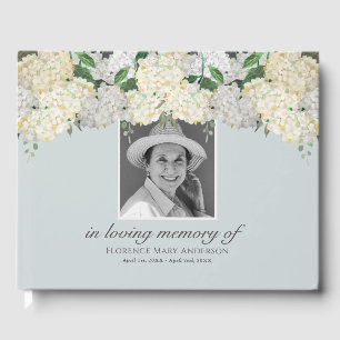 Dusty Blue Hydrangea Memorial Funeral Guest Book