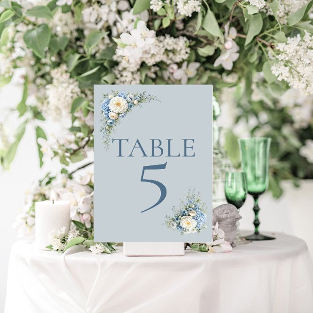 Dusty Blue Hydrangea Table Number Card (Creator Uploaded)
