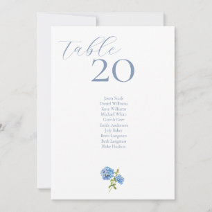 Dusty Blue Hydrangea Table Number & Seating Card