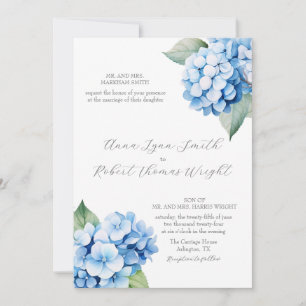 Dusty Blue Hydrangea Watercolor Wedding Invitation