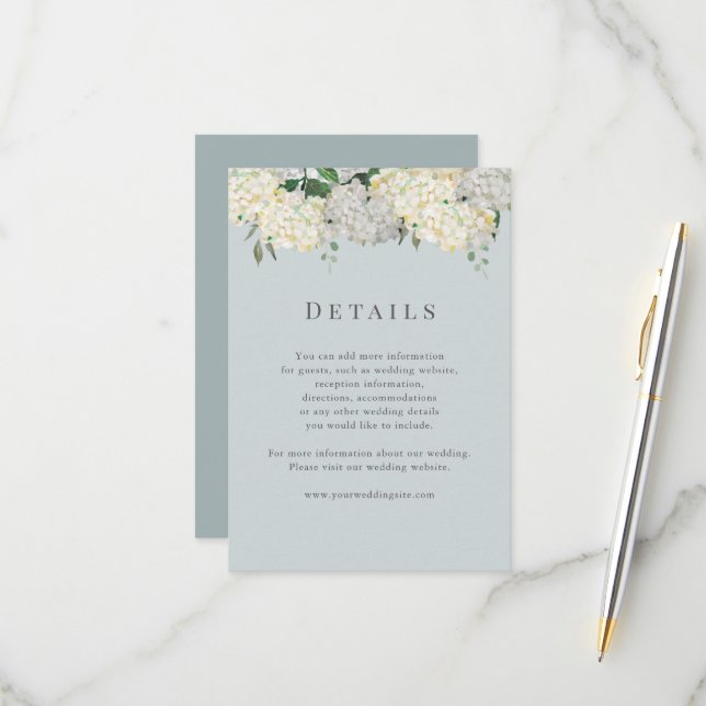 Dusty Blue Hydrangea Wedding Details RSVP Card (Front/Back In Situ)
