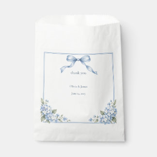 Dusty Blue Hydrangea Wedding Favour Thank You Bags