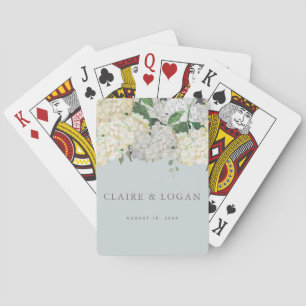 Dusty Blue Hydrangea Wedding Playing Cards