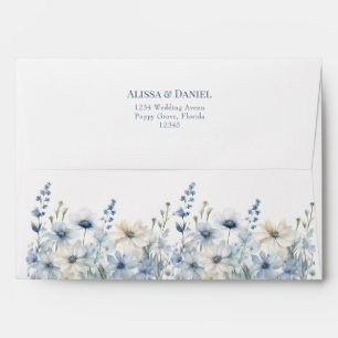 Dusty Blue Hydrangea Wildflower Wedding Envelope